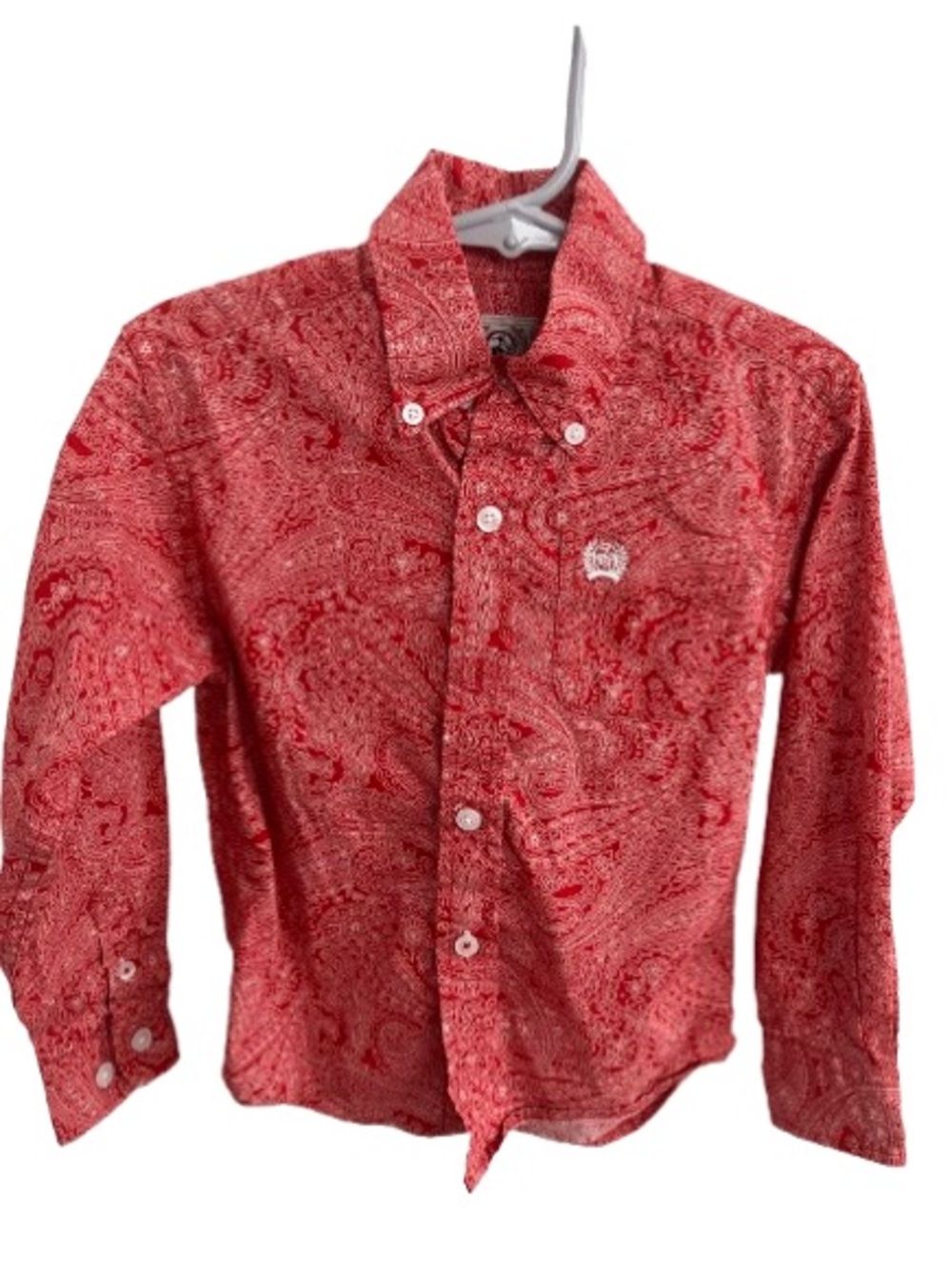 Unisex Red Paisley Button-Up Shirt Cinch